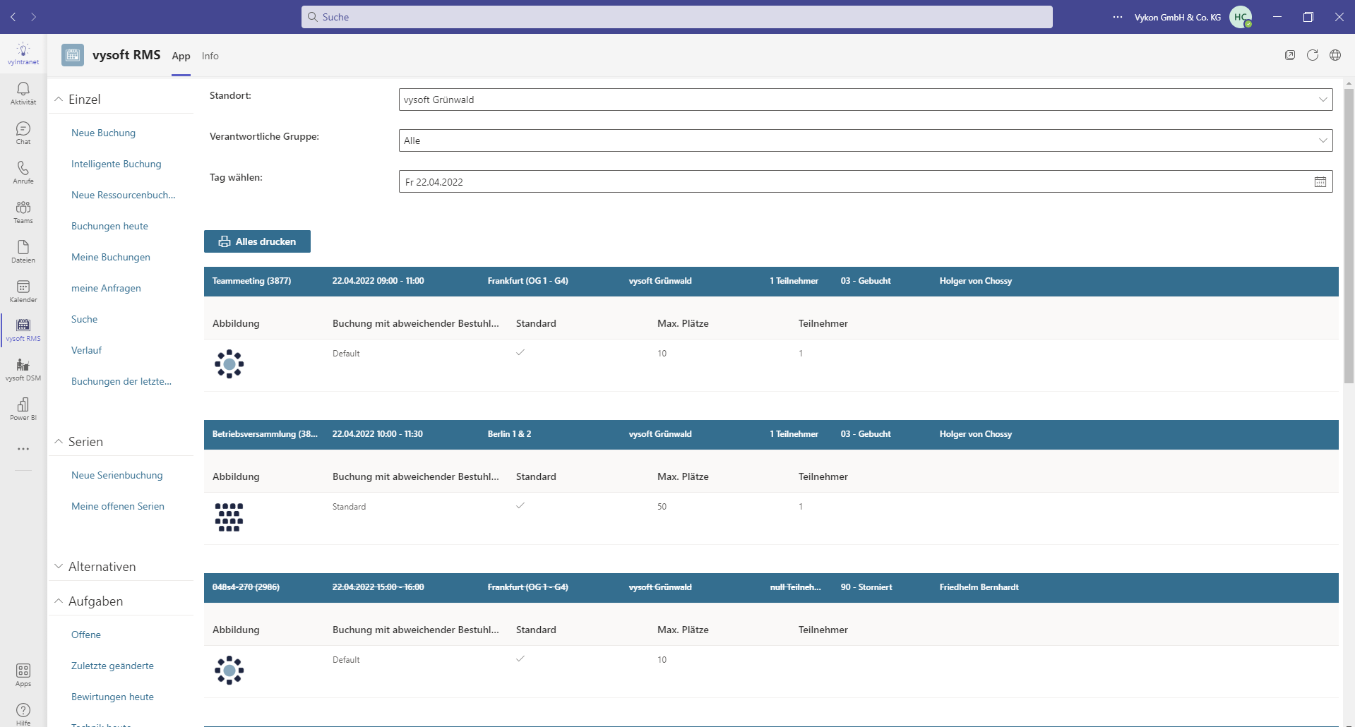 Any number of locations can be managed in vysoft RMS, you are given a clearly organised room allocation plan